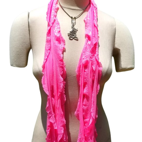 Magenta Silver Flutter Scarf Lightweight Women Accessory Mul… - Picture 5 of 5
